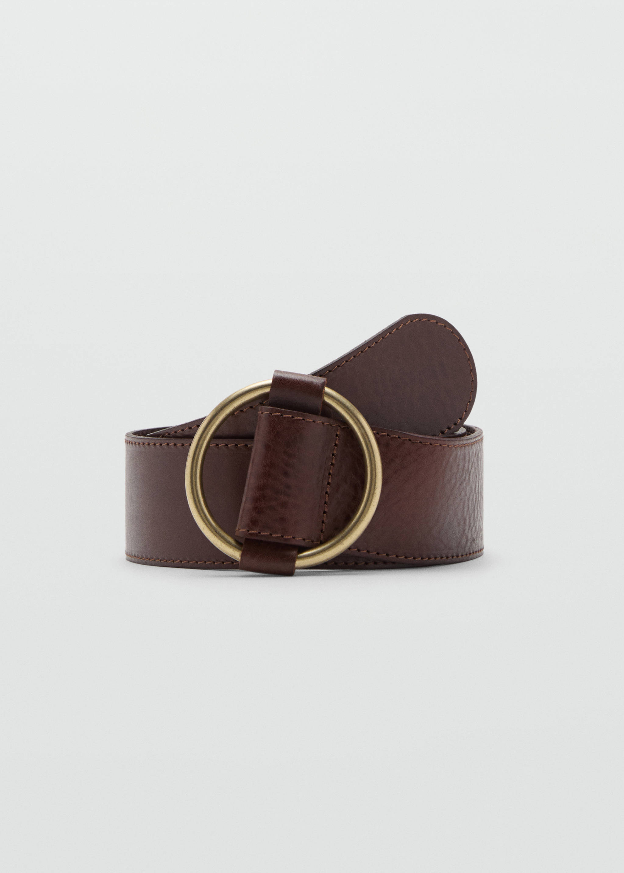 Rounded buckle leather belt - Article without model