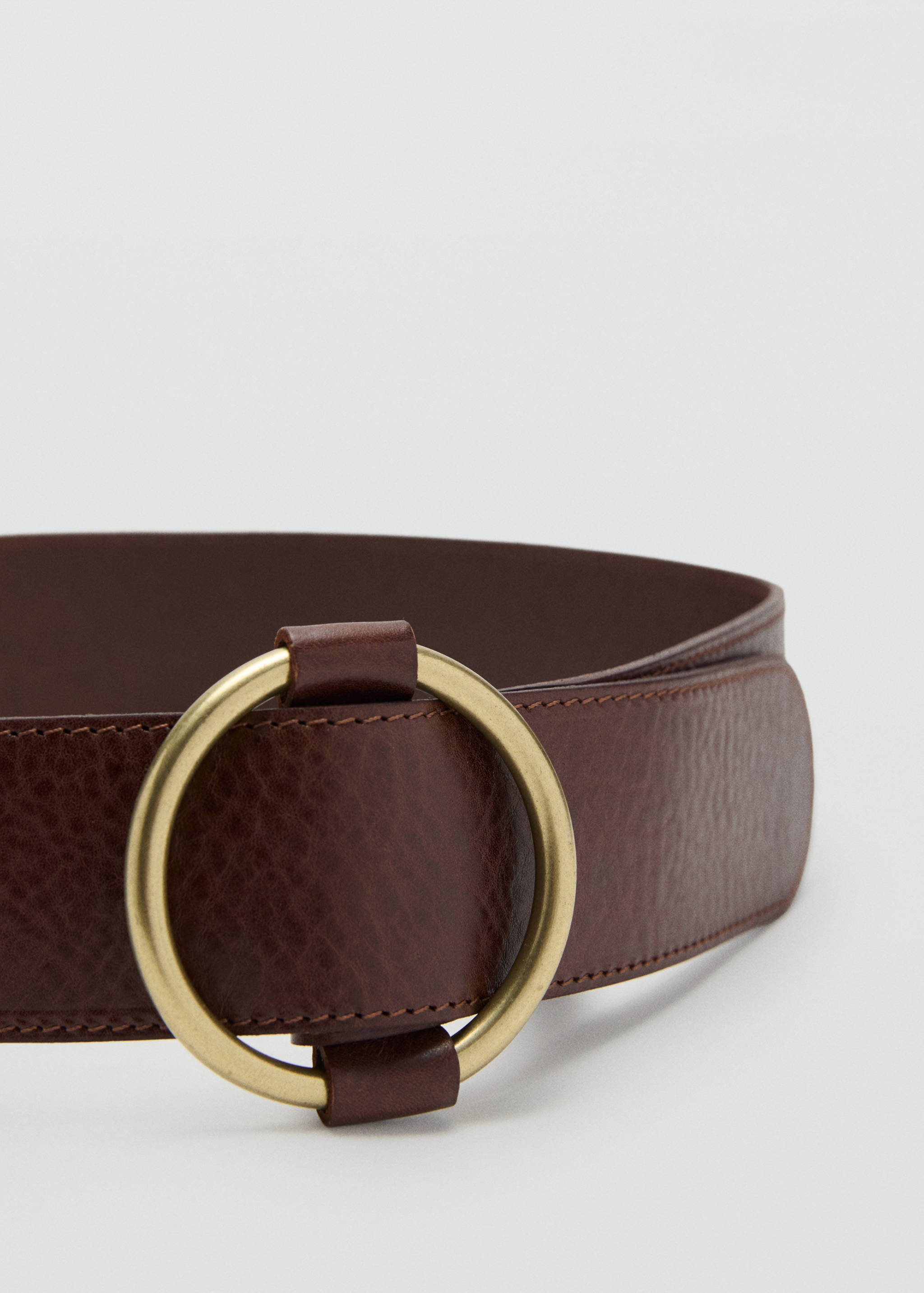 Rounded buckle leather belt - Medium plane