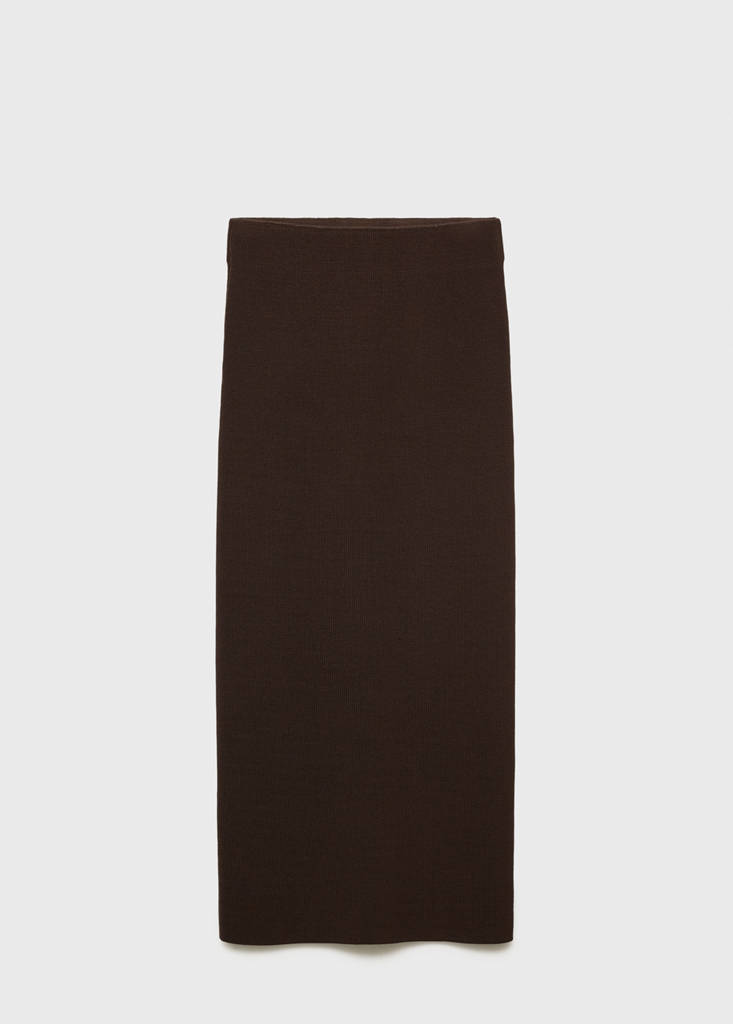 Fine knit midi skirt — Chocolate