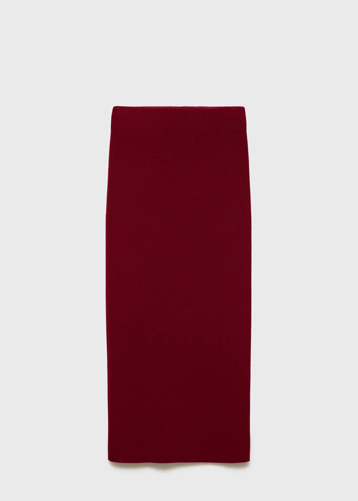 Fine knit midi skirt — Wine