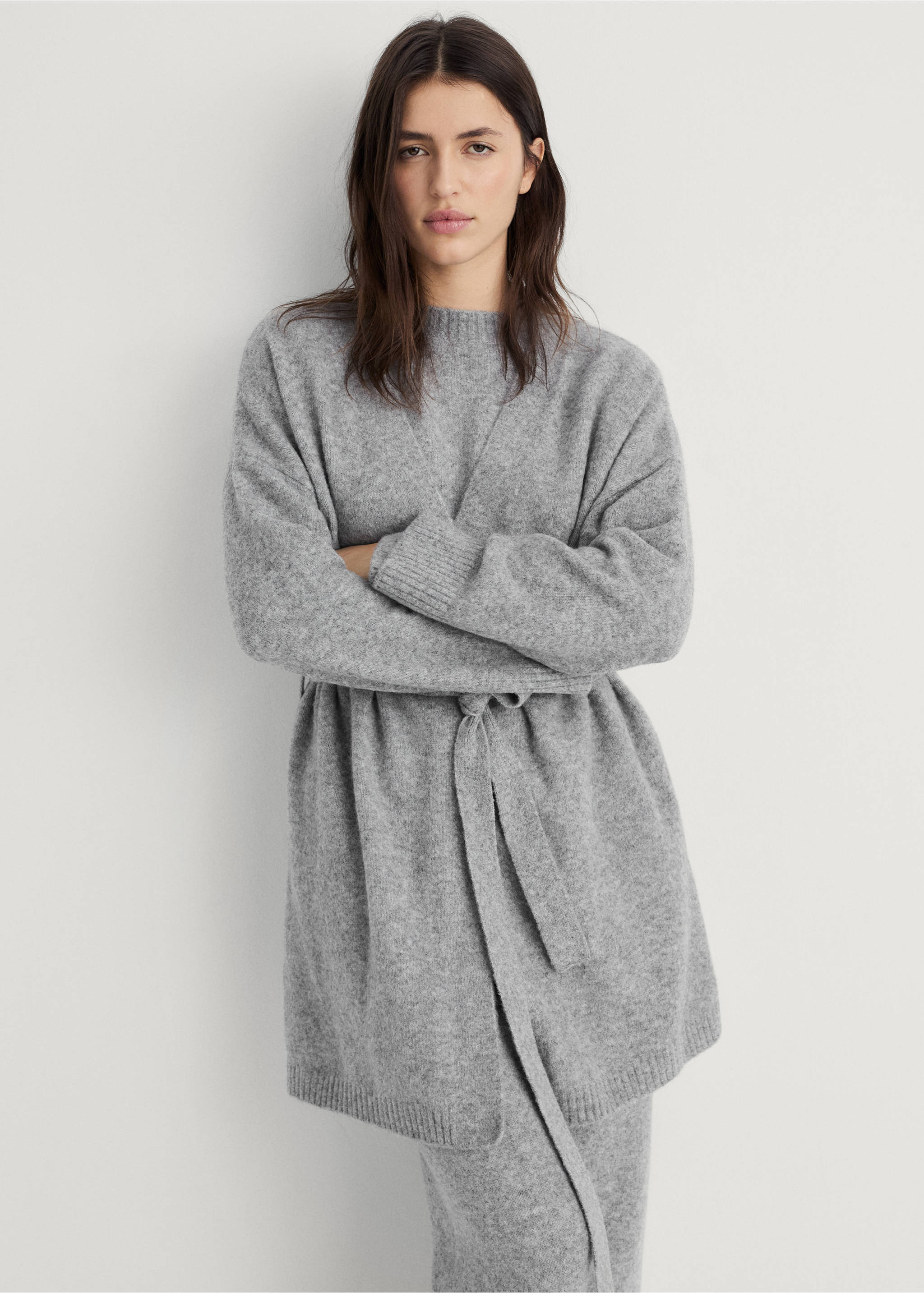 Knit cardigan - Medium plane, Grey. Ref: 17074101-00.