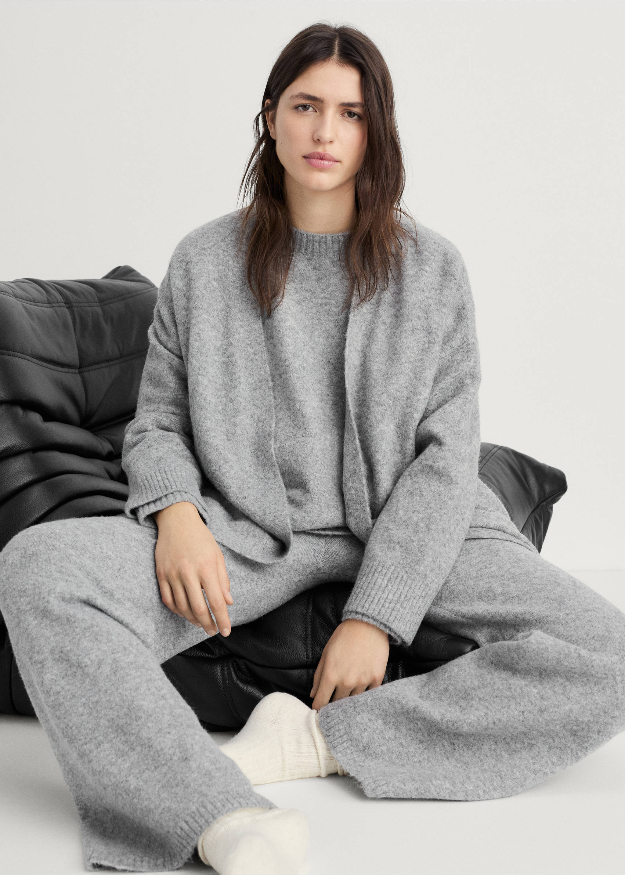 Knit cardigan - Details of the article 2, Grey. Ref: 17074101-00.