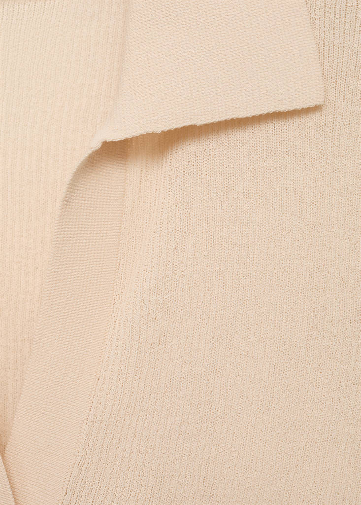 Ribbed polo-neck sweater — Ecru