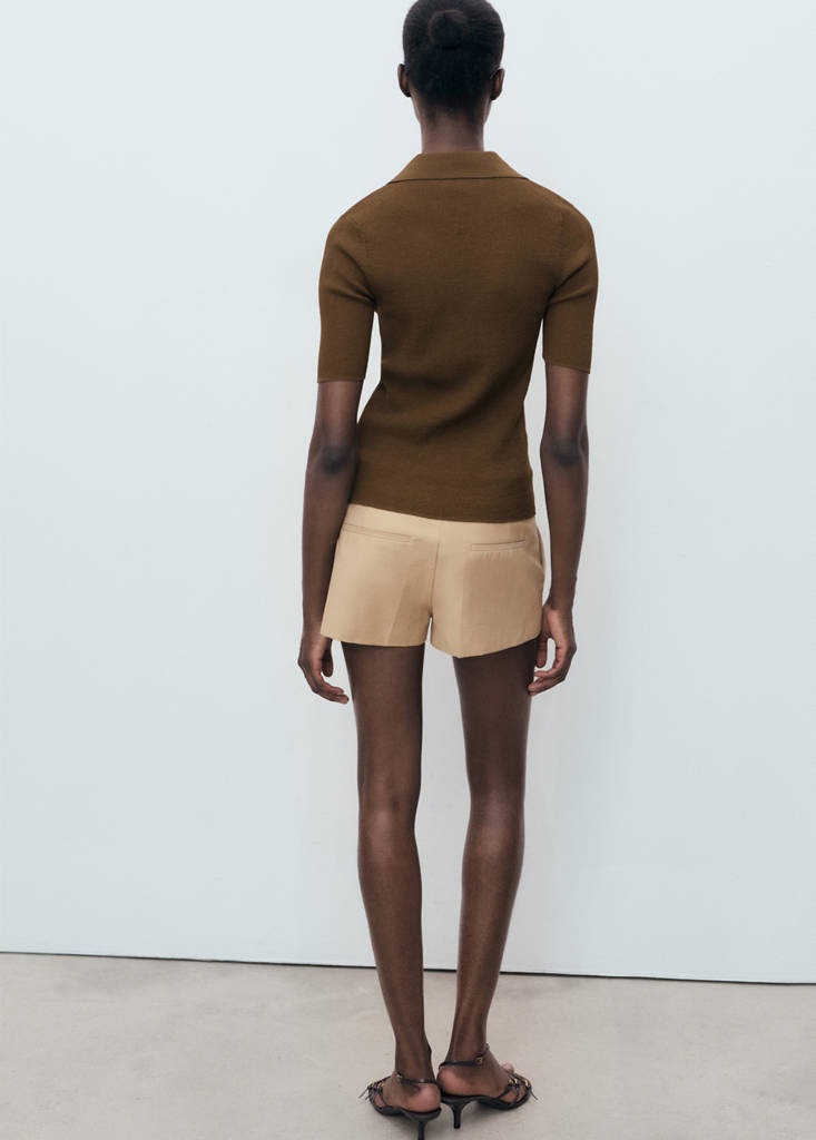 Ribbed polo-neck sweater — Chocolate