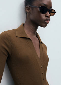 Ribbed polo-neck sweater — Chocolate 4