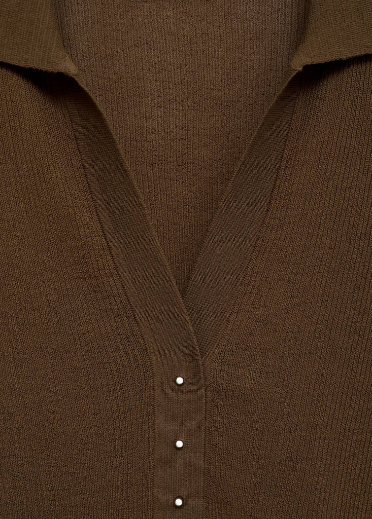 Ribbed polo-neck sweater — Chocolate