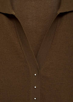 Ribbed polo-neck sweater — Chocolate 8