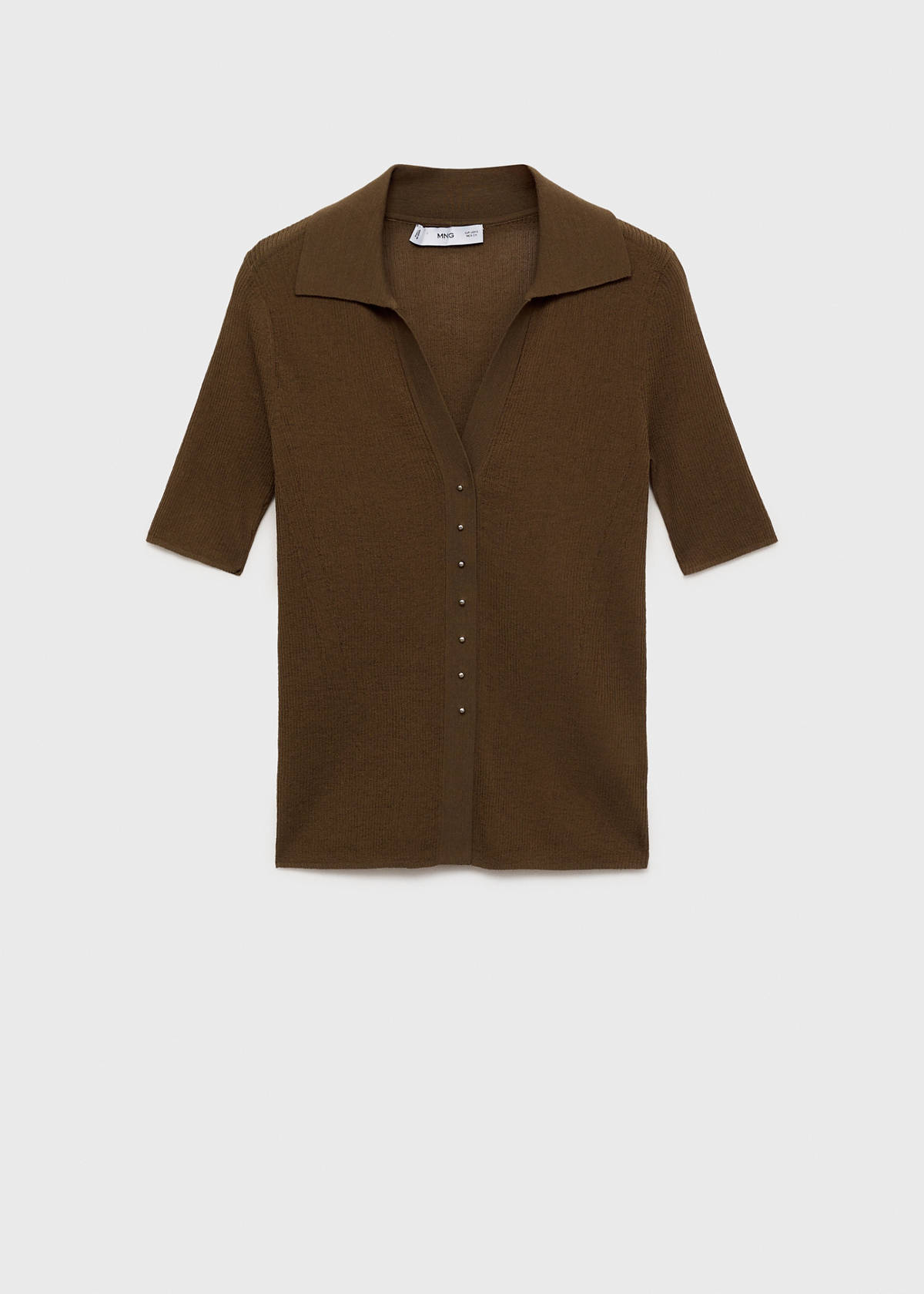 Ribbed polo-neck sweater — Chocolate