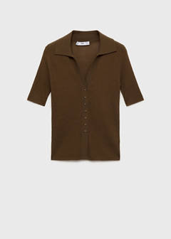 Ribbed polo-neck sweater — Chocolate 7