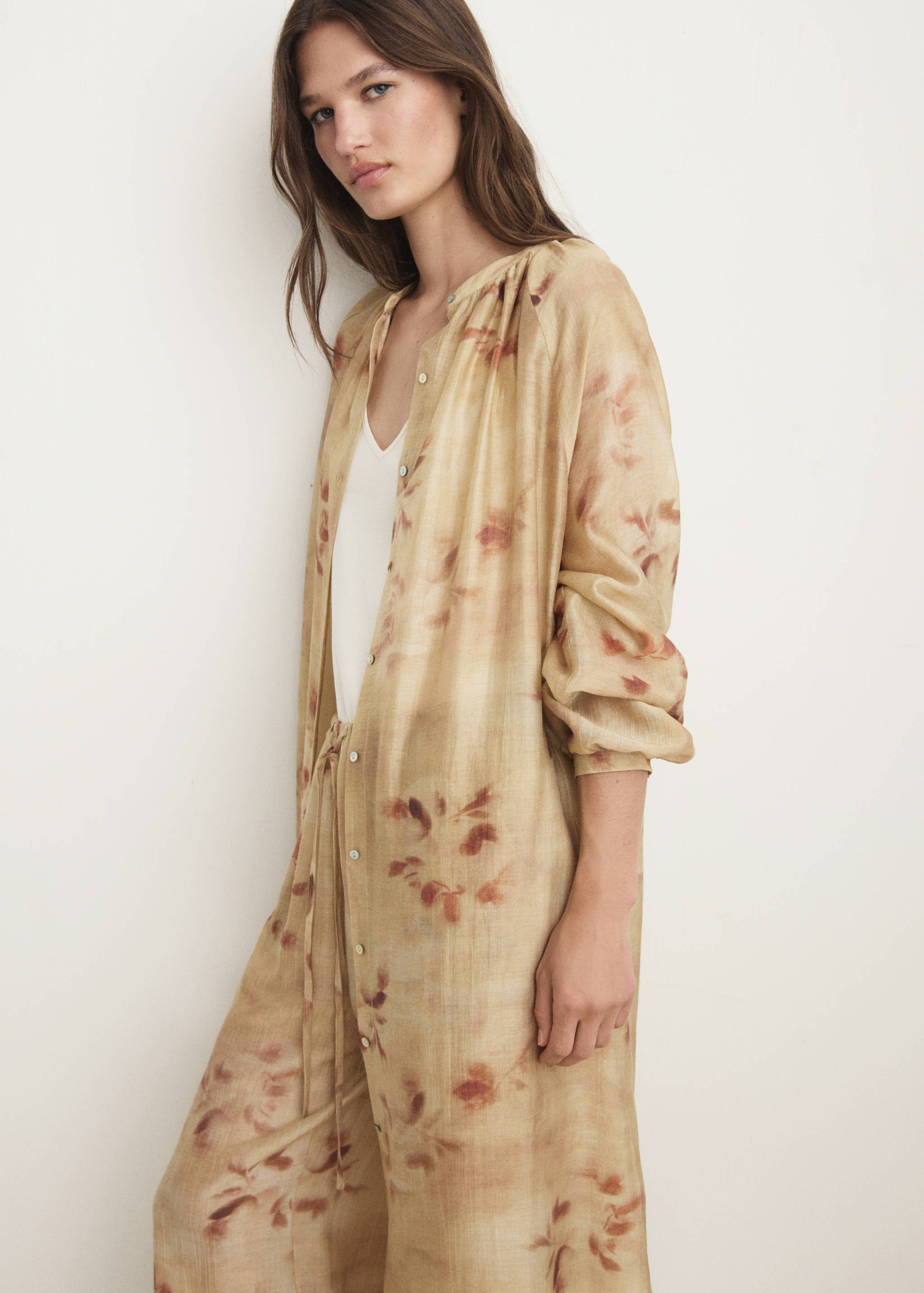 Leaf-print caftan - Medium plane