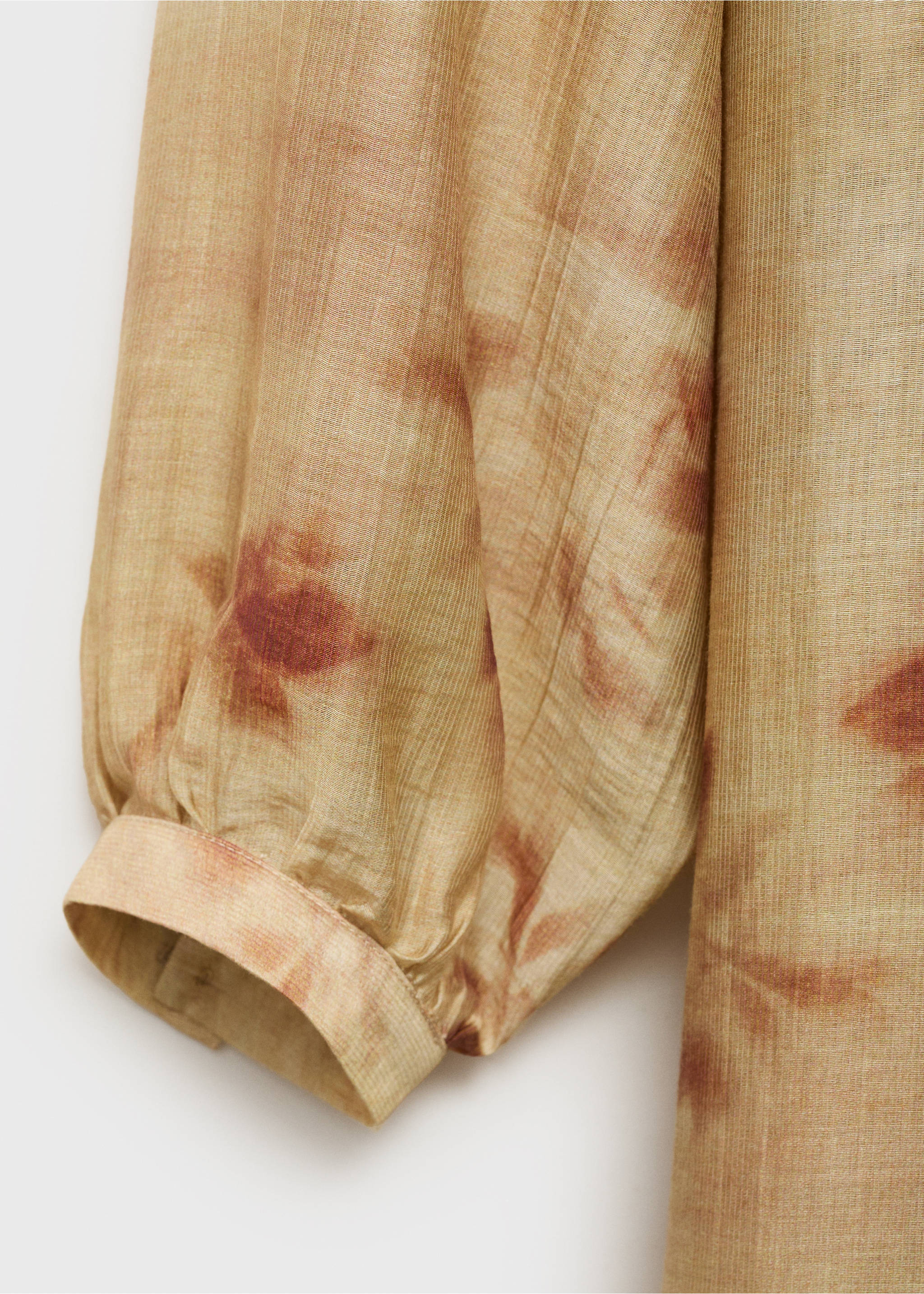 Leaf-print caftan - Details of the article 8, Sand. Ref: 17074103-00.