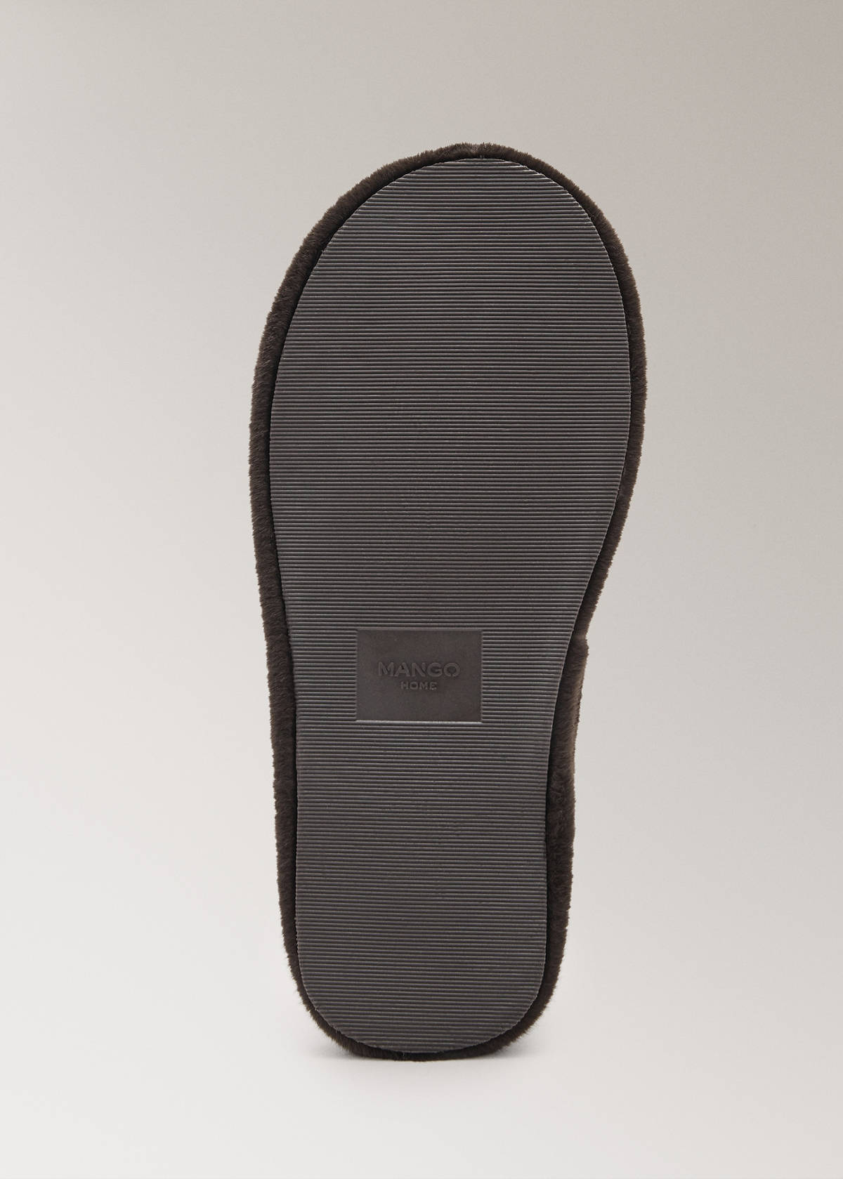 Fur mule slippers with stitching detail — Chocolate