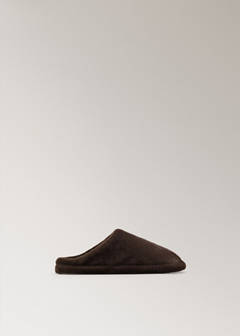 Fur mule slippers with stitching detail — Chocolate 5