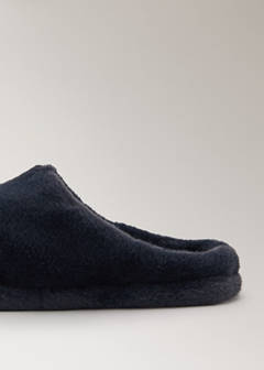 Fur mule slippers with stitching detail — Night Blue 2