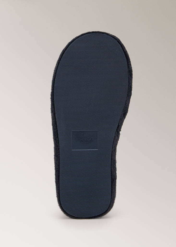 Fur mule slippers with stitching detail — Night Blue