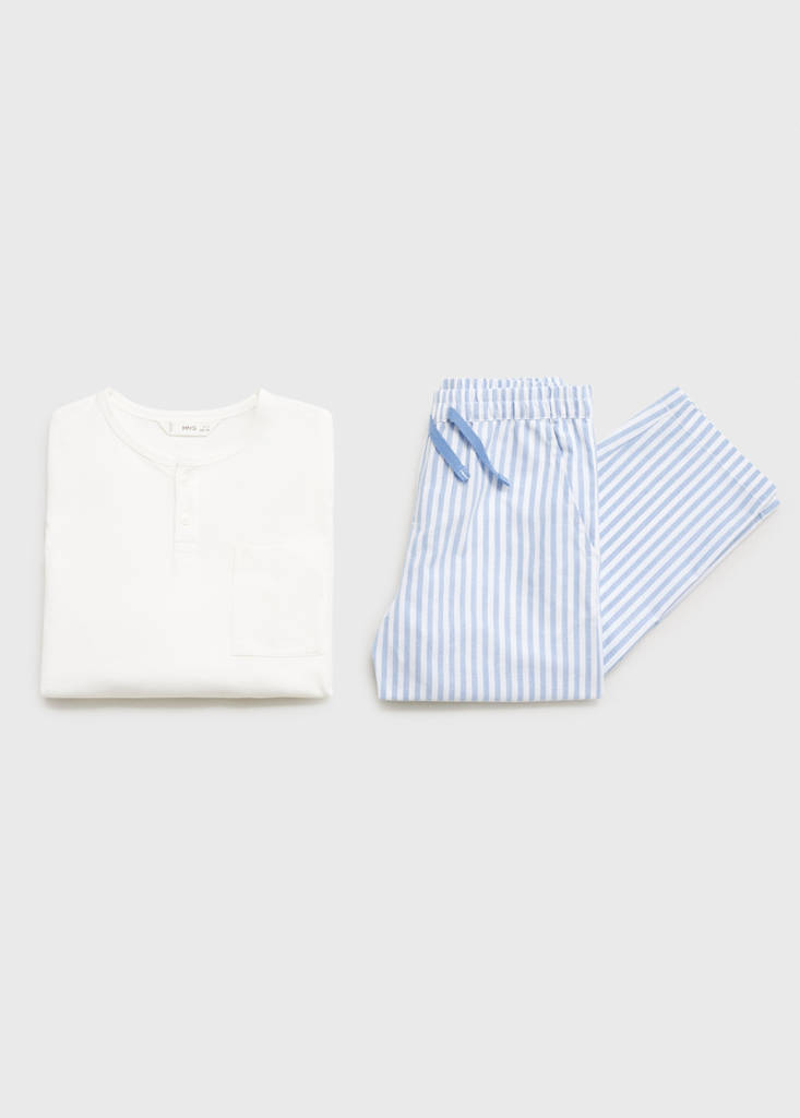 Striped long pyjamas — Sky Blue