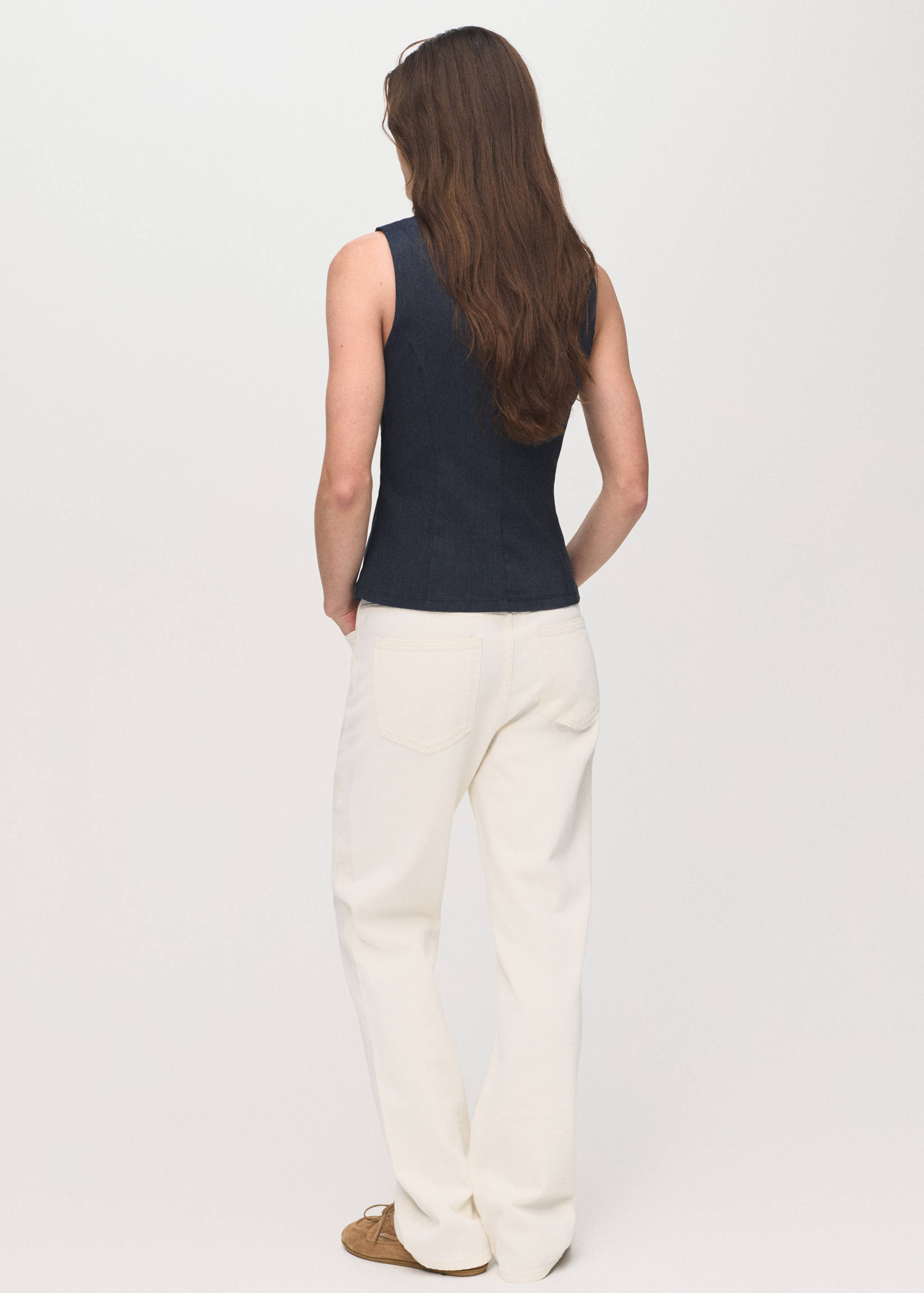 Denim-effect top with bows - Reverse of the article