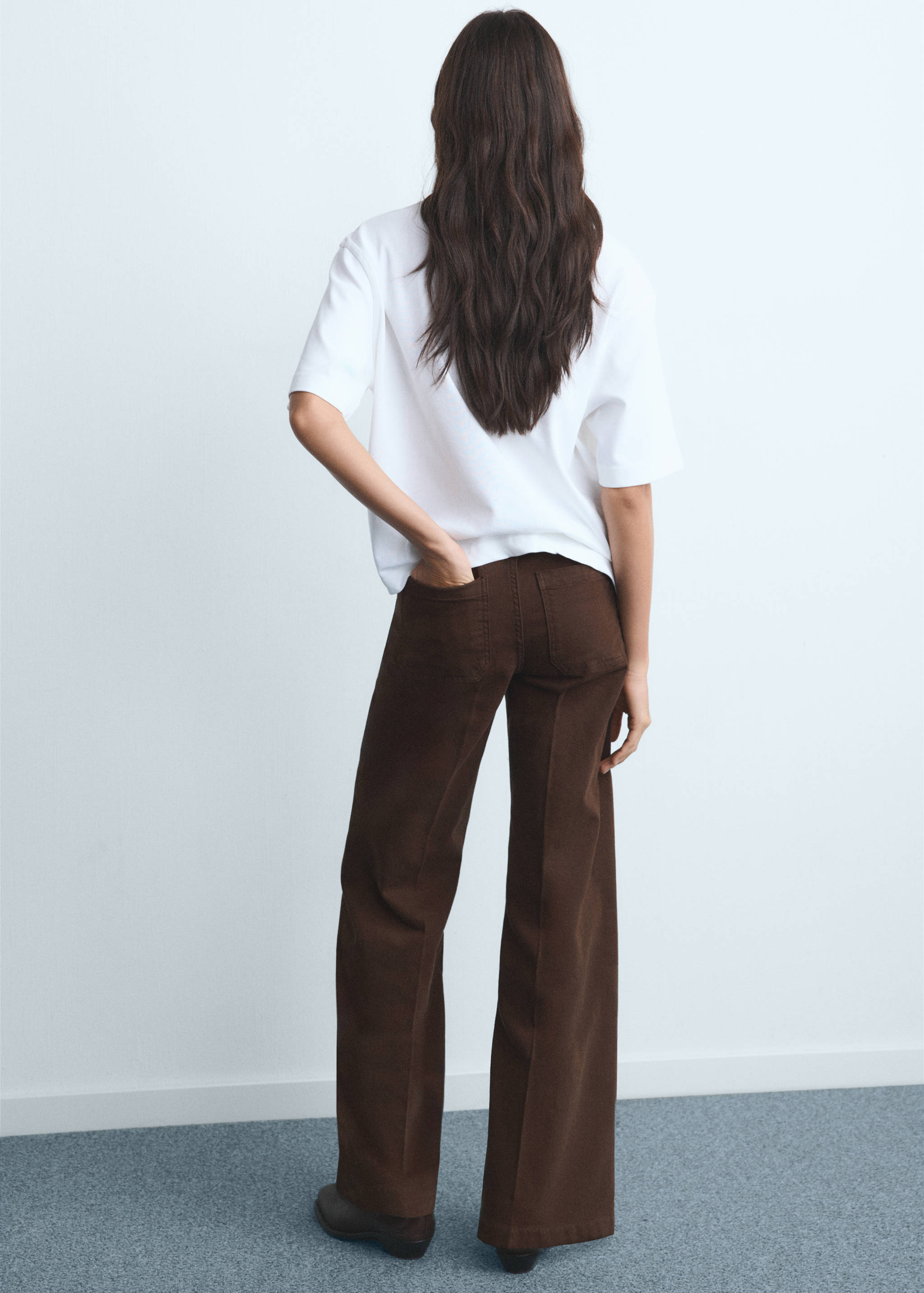 Calças de ganga wide leg com bolsos - Verso do artigo