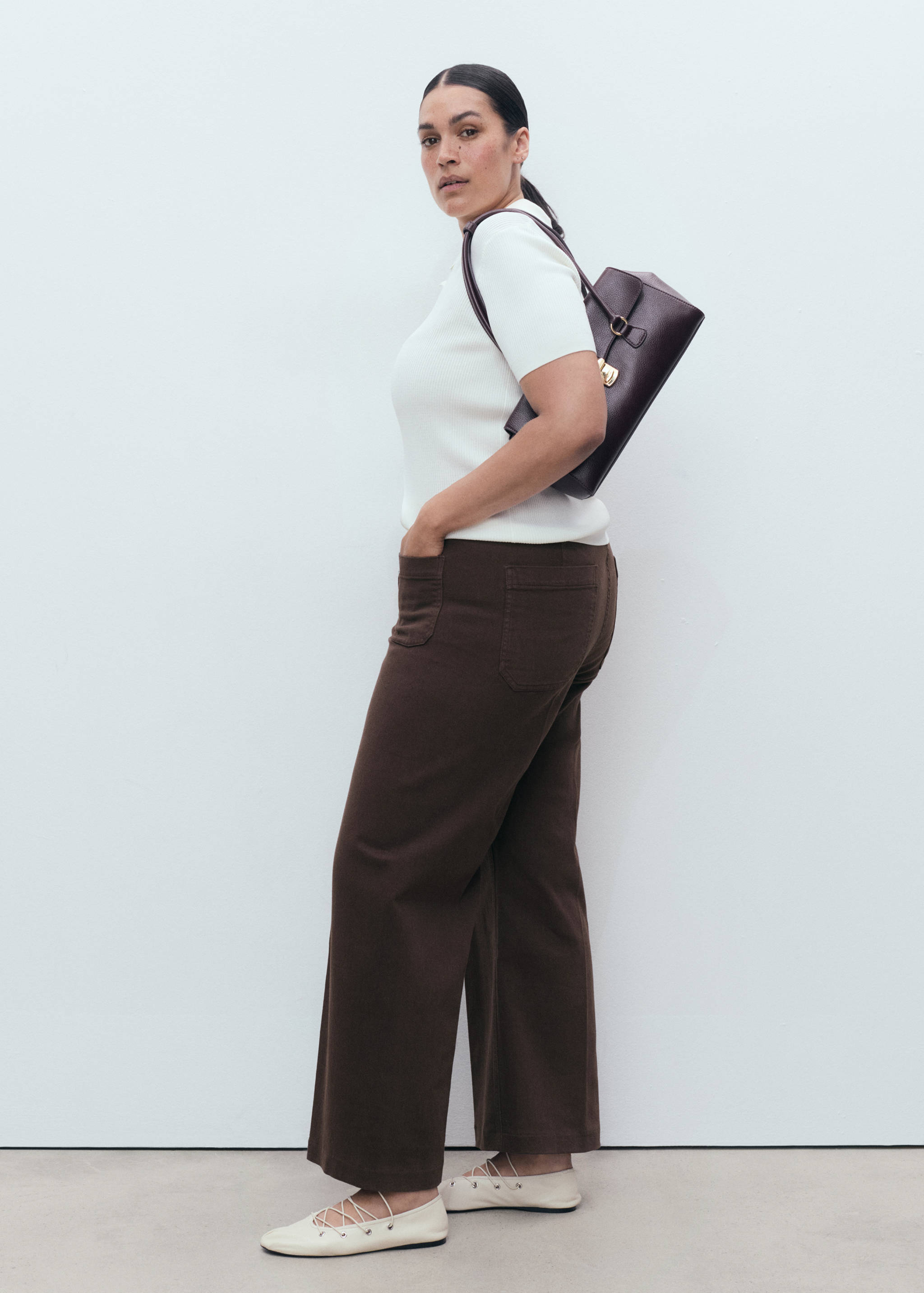 Calças de ganga wide leg com bolsos - Pormenor do artigo 3