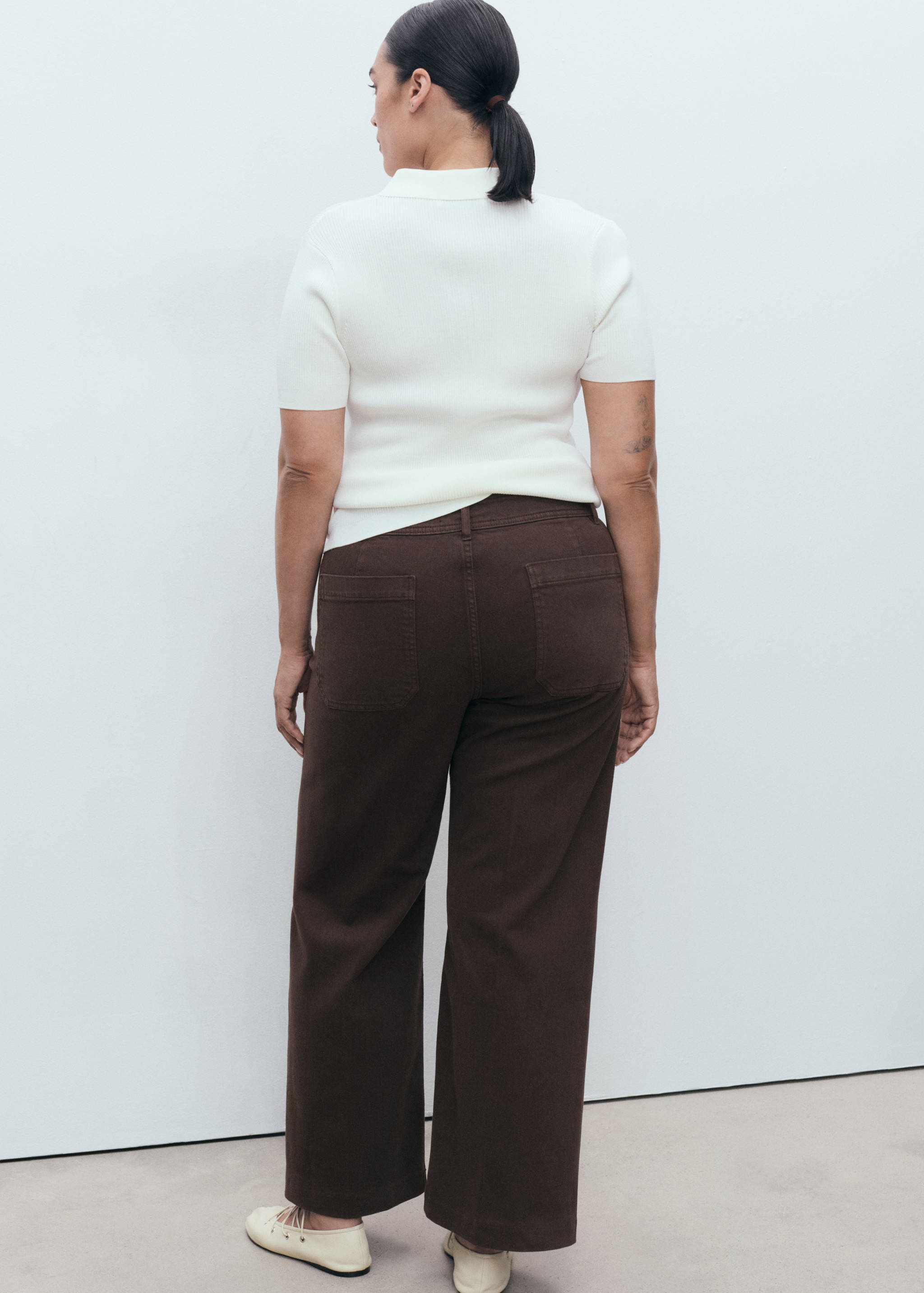 Calças de ganga wide leg com bolsos - Pormenor do artigo 4