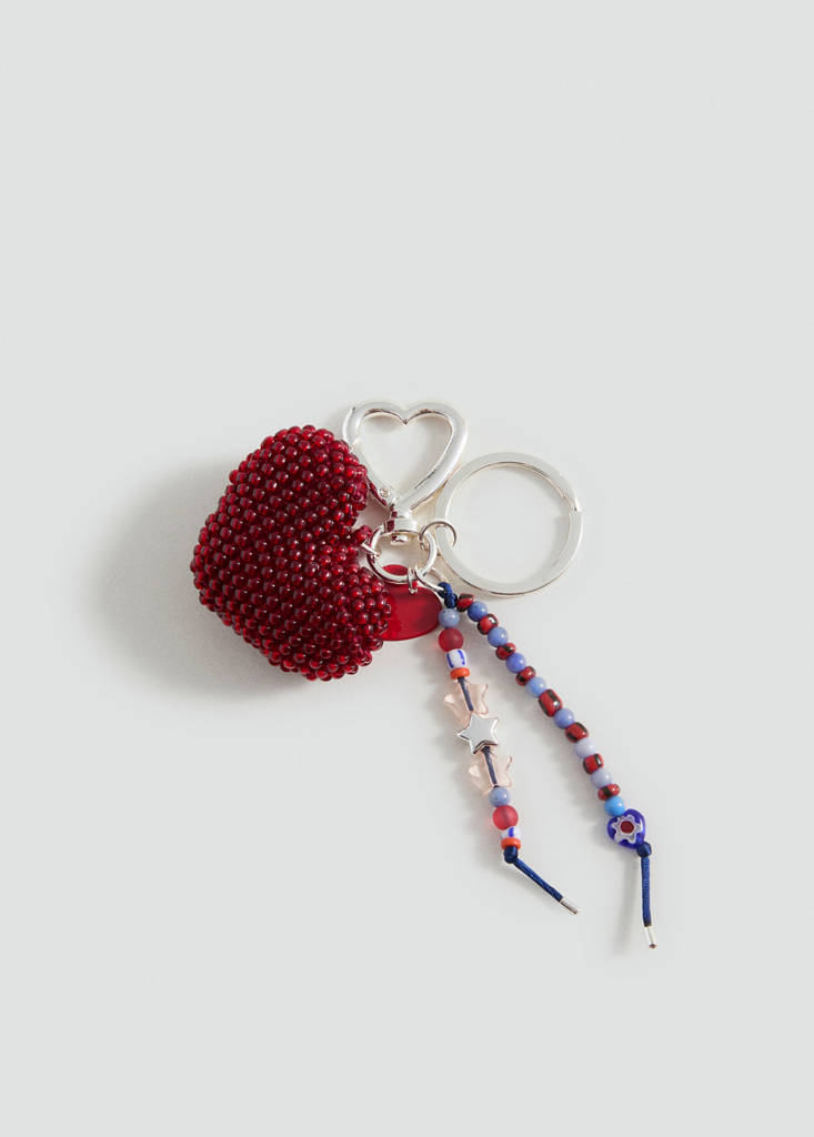 MANGO KIDS - Porte-clés caur perles fantaisie rouge - Taille unique - Fille