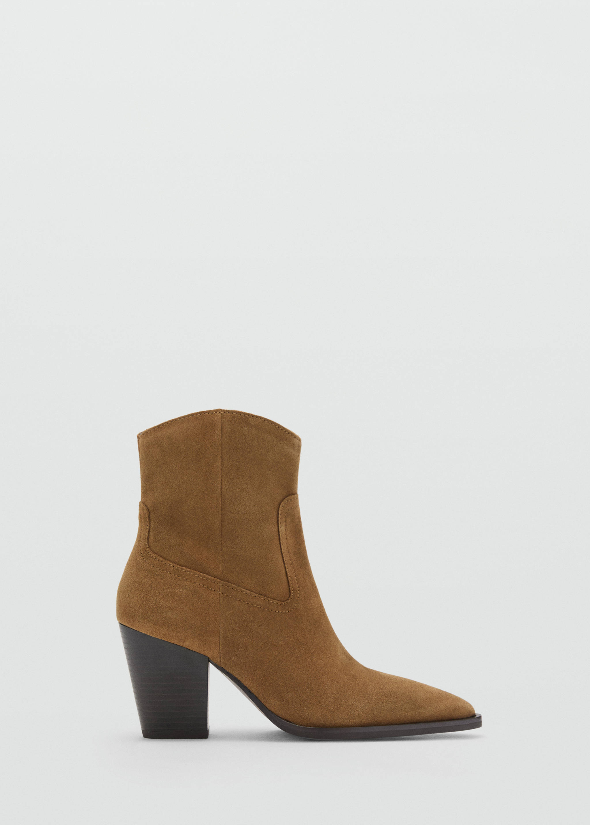 Suede ankle boots with pointed toe and block heel - Article without model