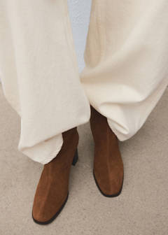 Suede block-heel boots — Tobacco Brown 2