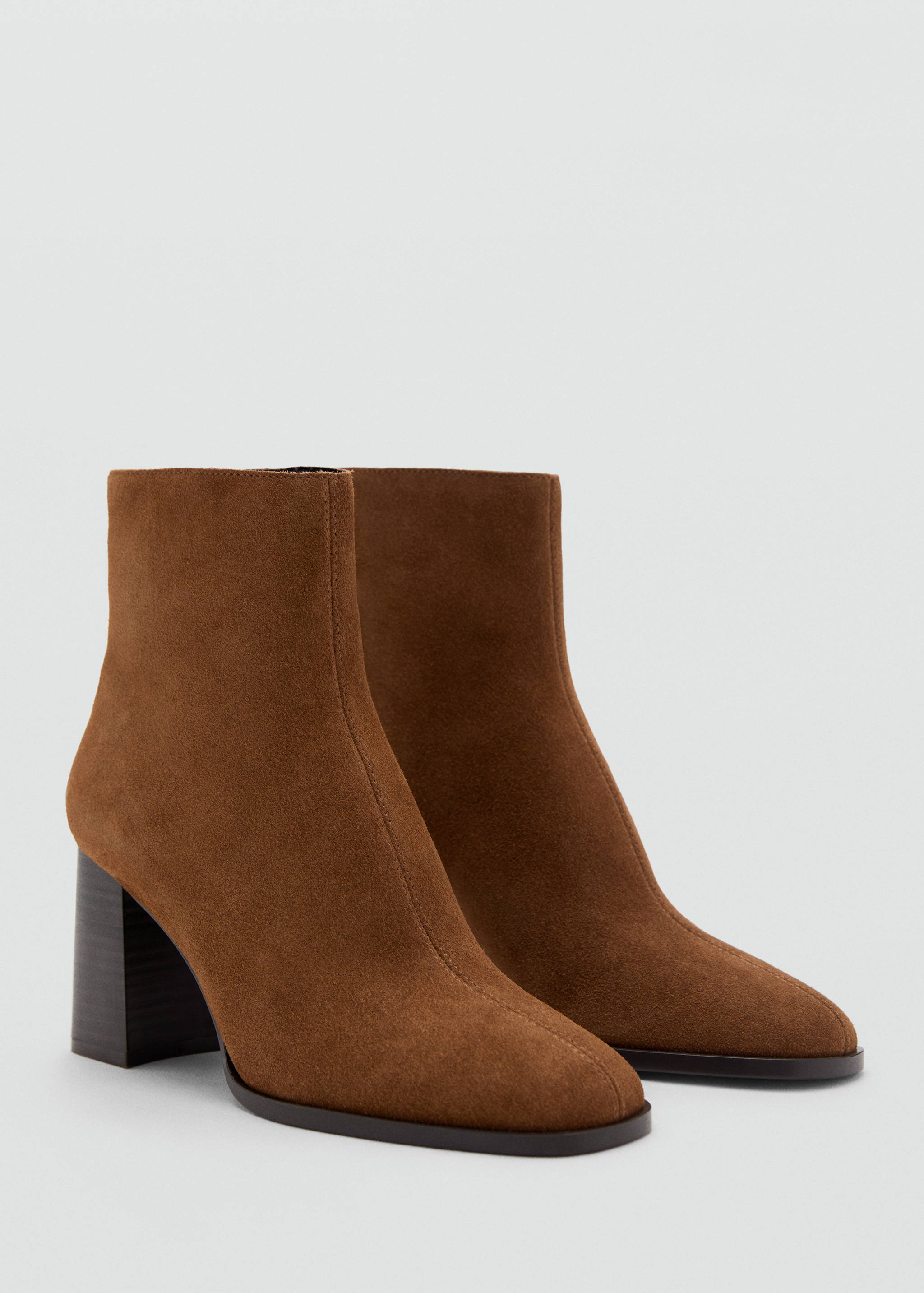 Suede block-heel boots - Medium plane