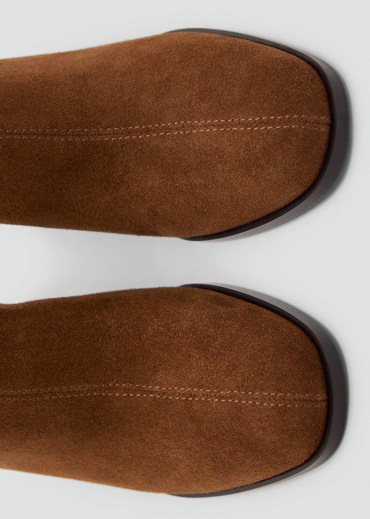 Suede block-heel boots — Tobacco Brown