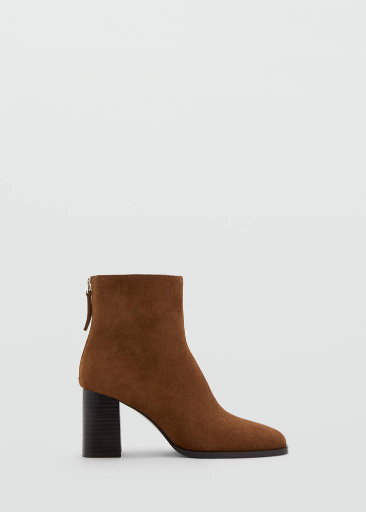 Suede block-heel boots — Tobacco Brown