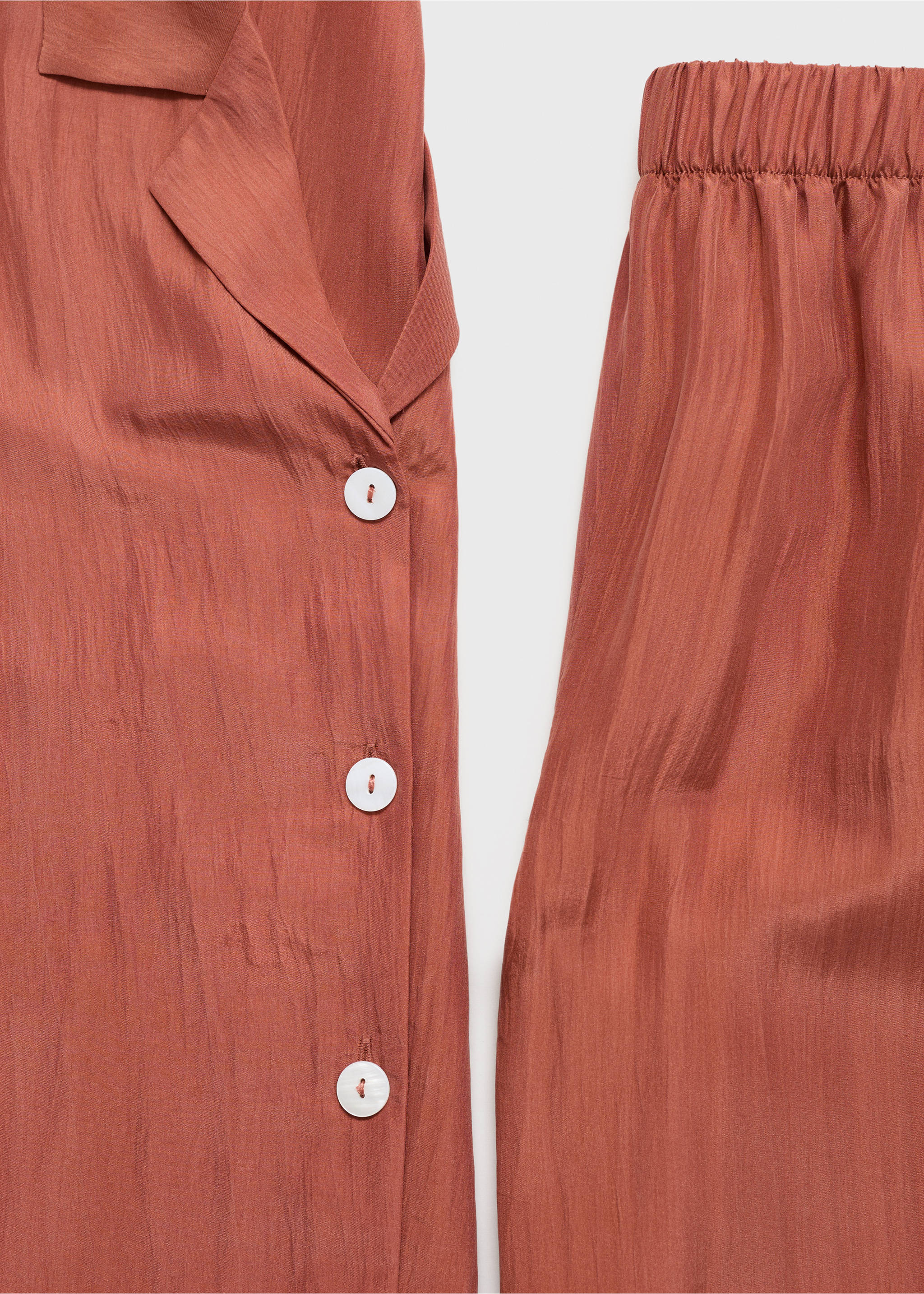 Long silk trousers - Details of the article 8, Burnt Orange. Ref: 17074126-00.