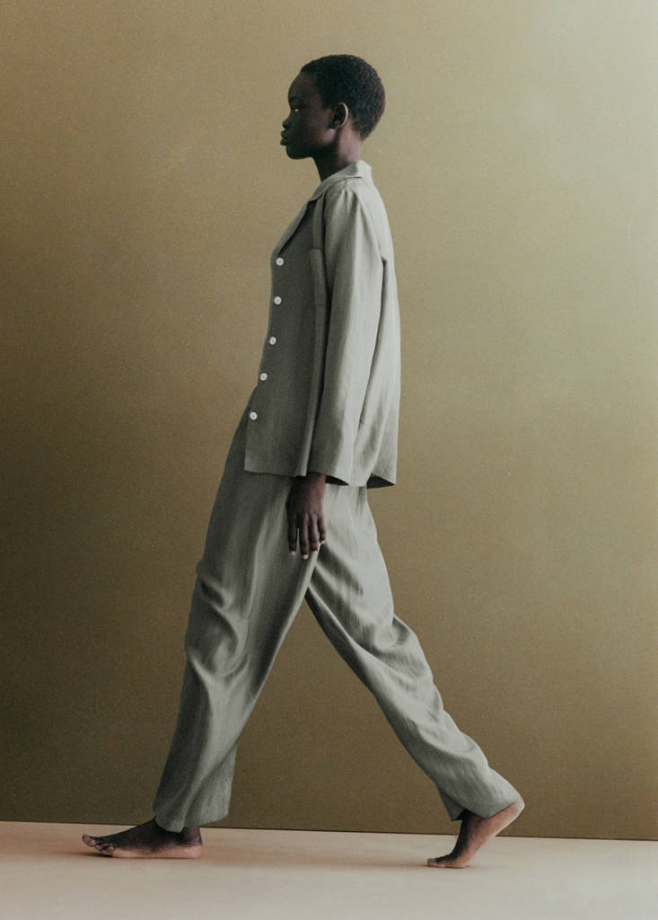 Long silk trousers — Forest Green