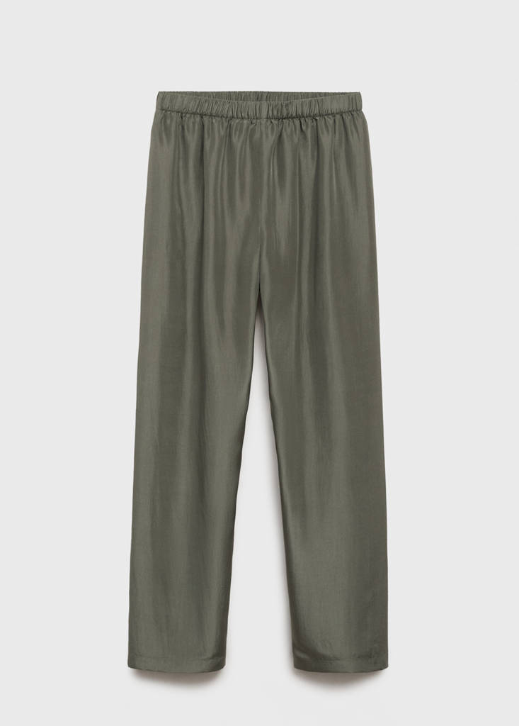 Long silk trousers — Forest Green
