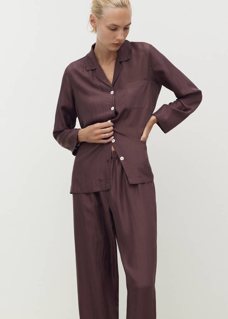 Long silk trousers — Blackberry