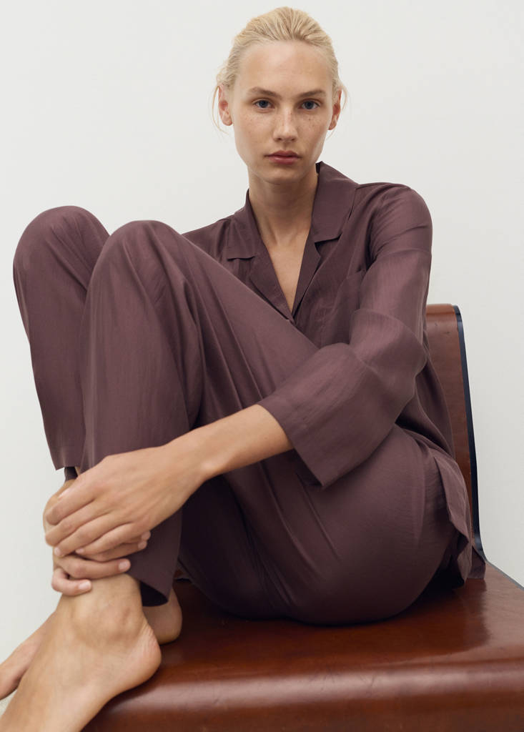 Long silk trousers — Blackberry