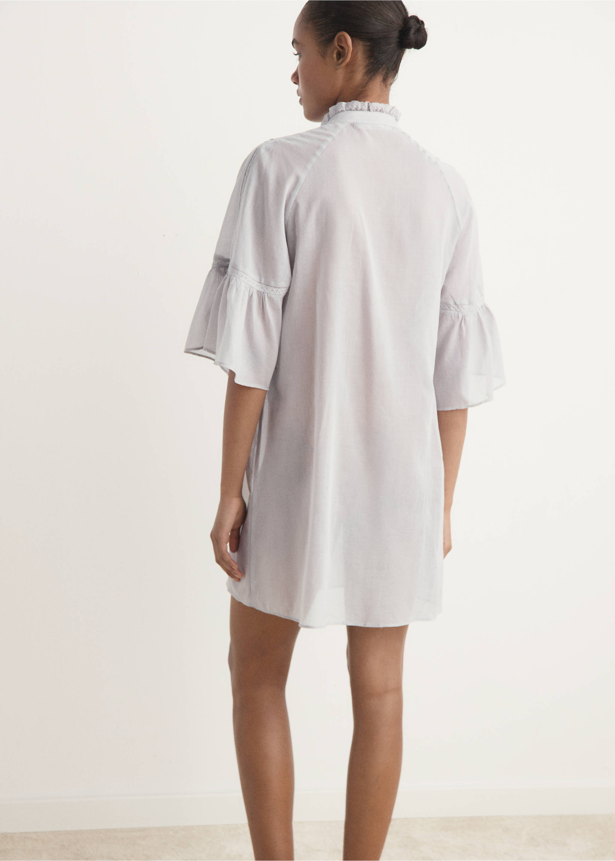 Chemise de nuit coton manches courtes - Verso de l’article, Gris clair/pastel. Ref: 17074131-00.
