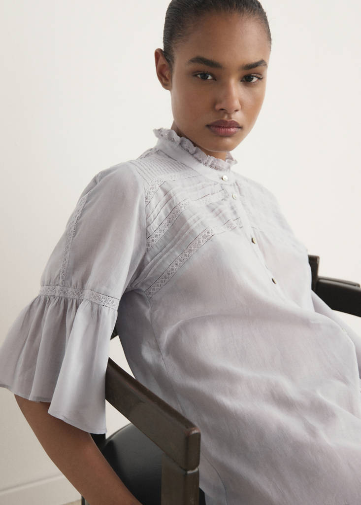 Short-sleeved cotton nightdress — Light/Pastel Grey