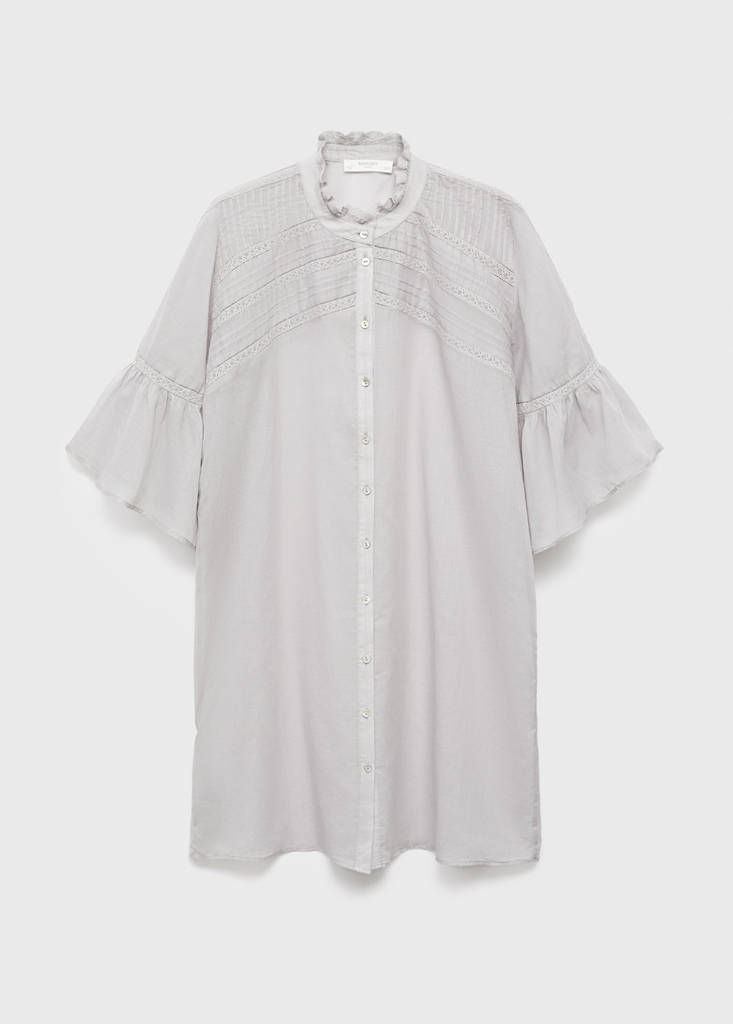 Short-sleeved cotton nightdress — Light/Pastel Grey