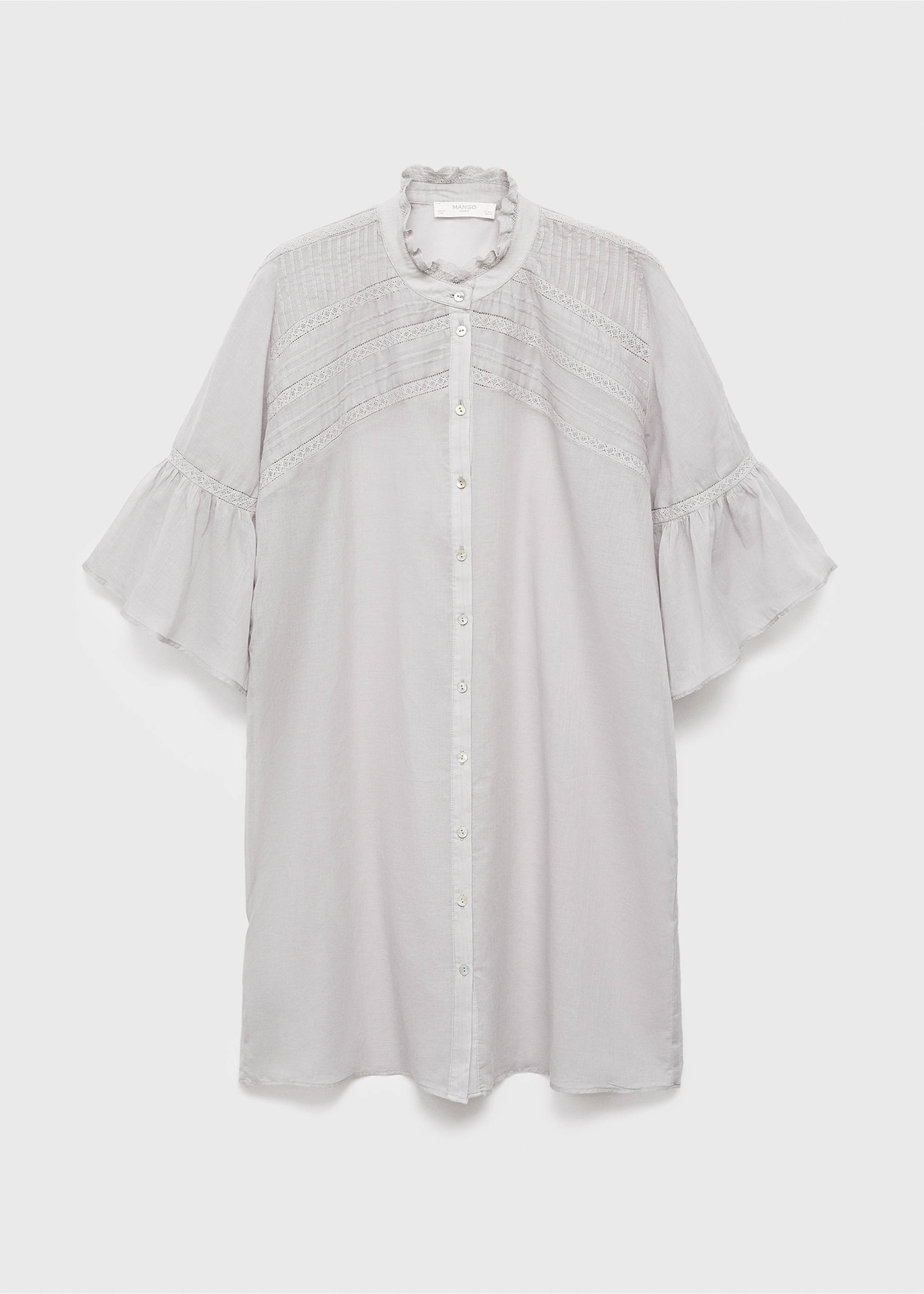 Short-sleeved cotton nightdress - Article without model, Light/Pastel Grey. Ref: 17074131-00.