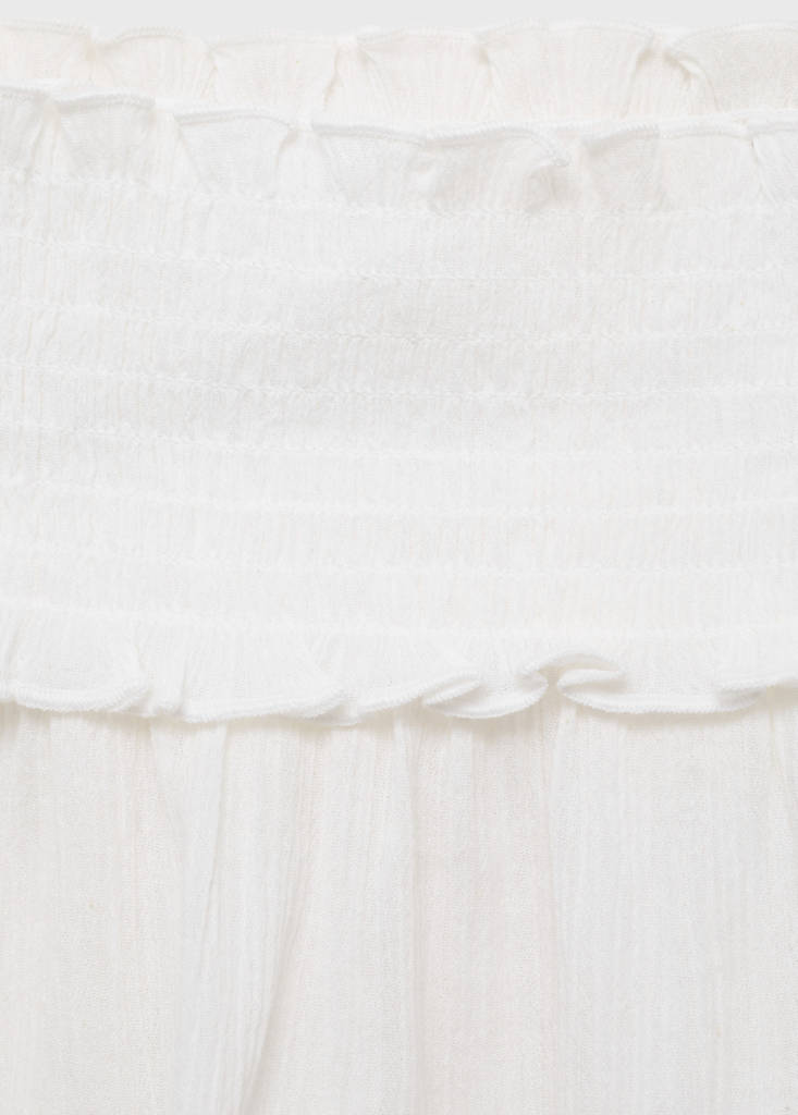 Strapless blouse with ruffled panel — Off White