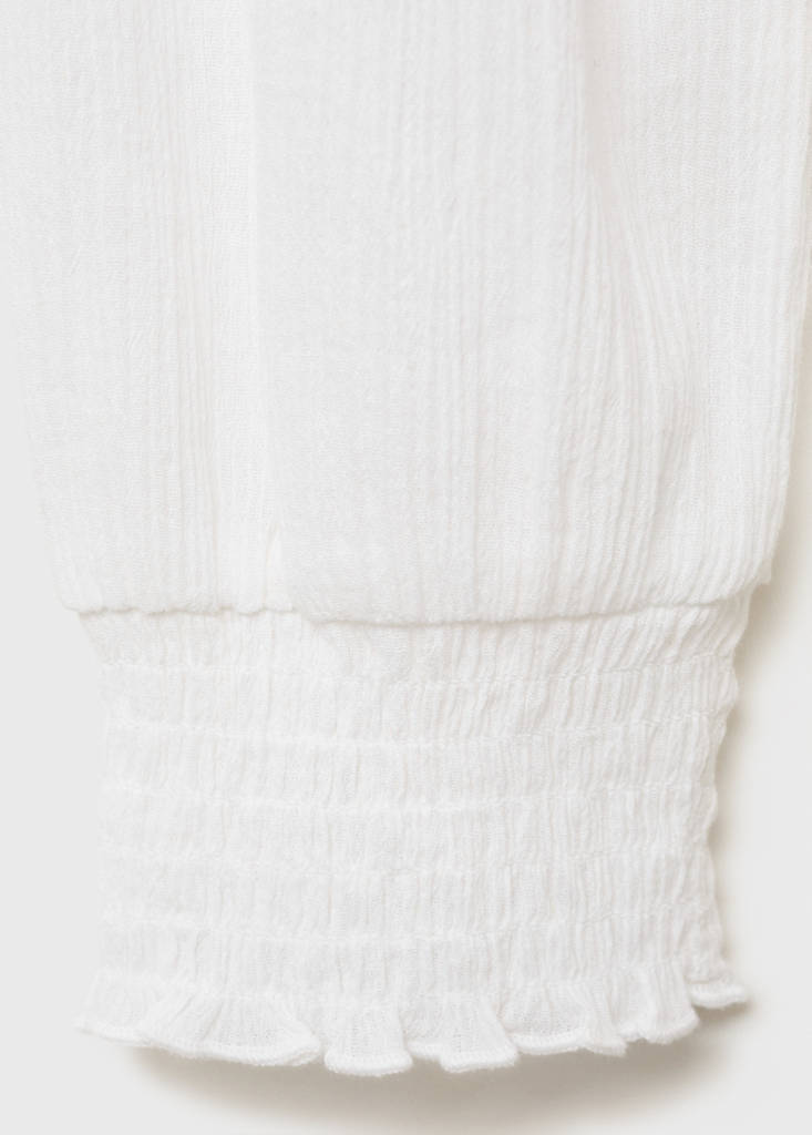 Strapless blouse with ruffled panel — Off White