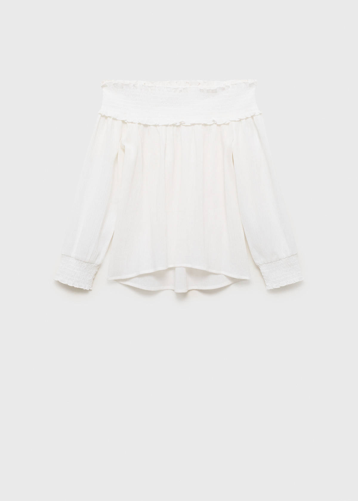 Strapless blouse with ruffled panel — Off White