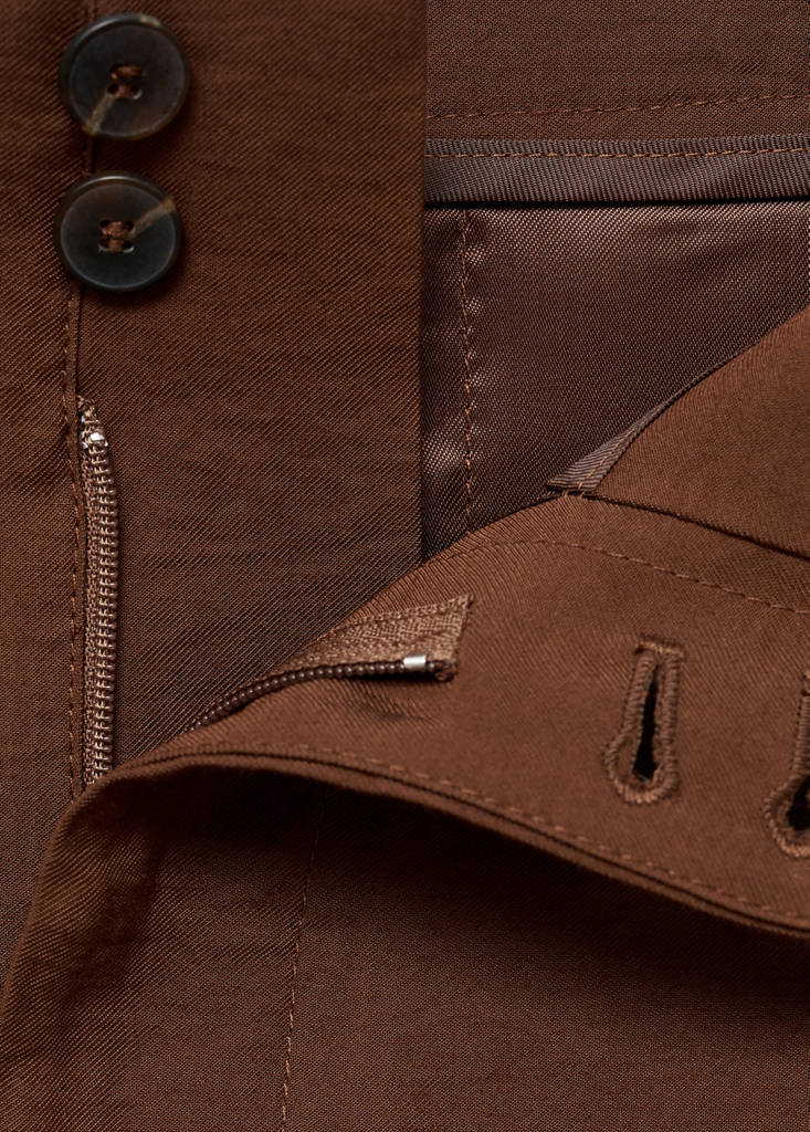 Straight-fit pleated trousers — Brown
