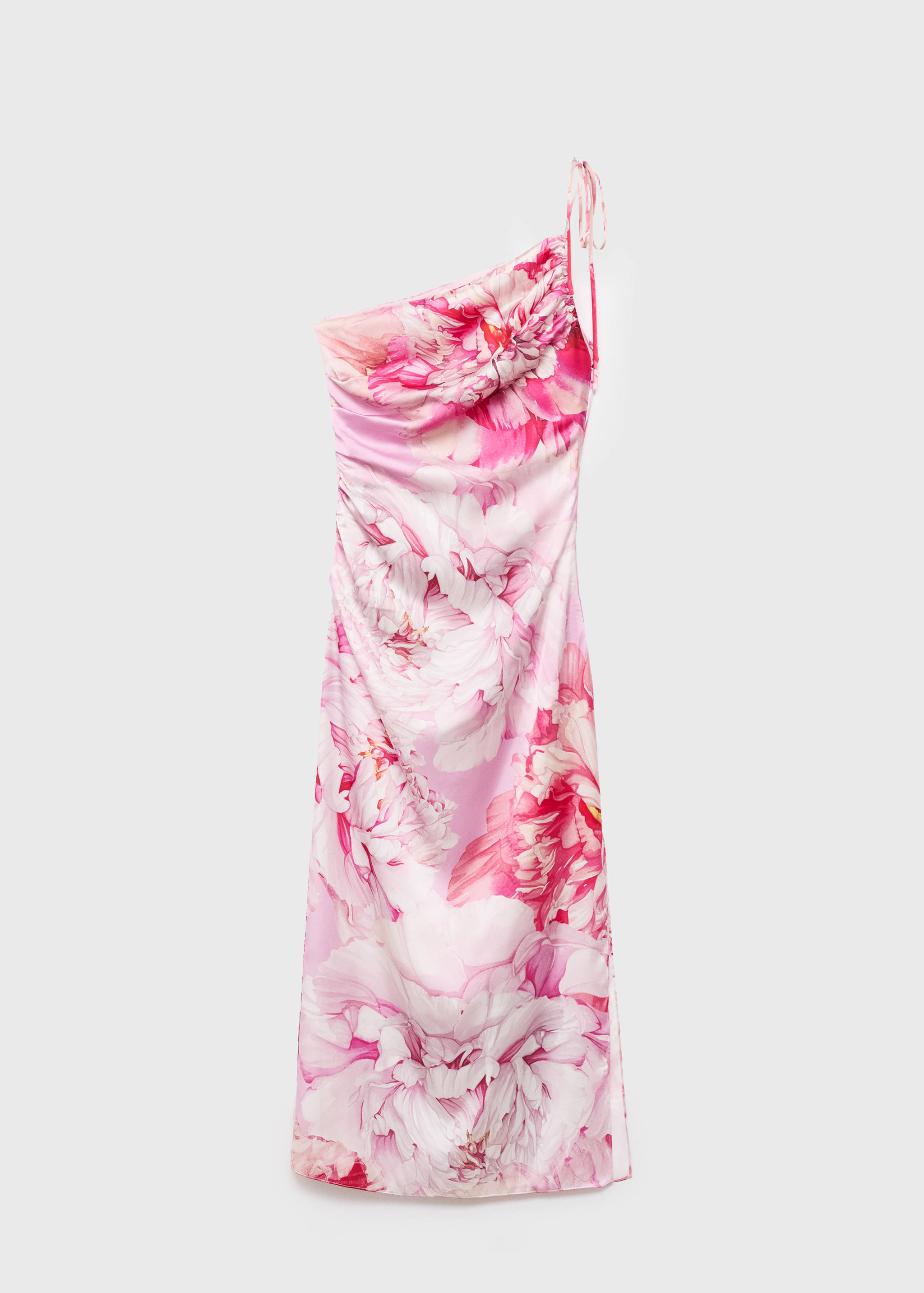 Floral asymmetrical satin dress - Article without model