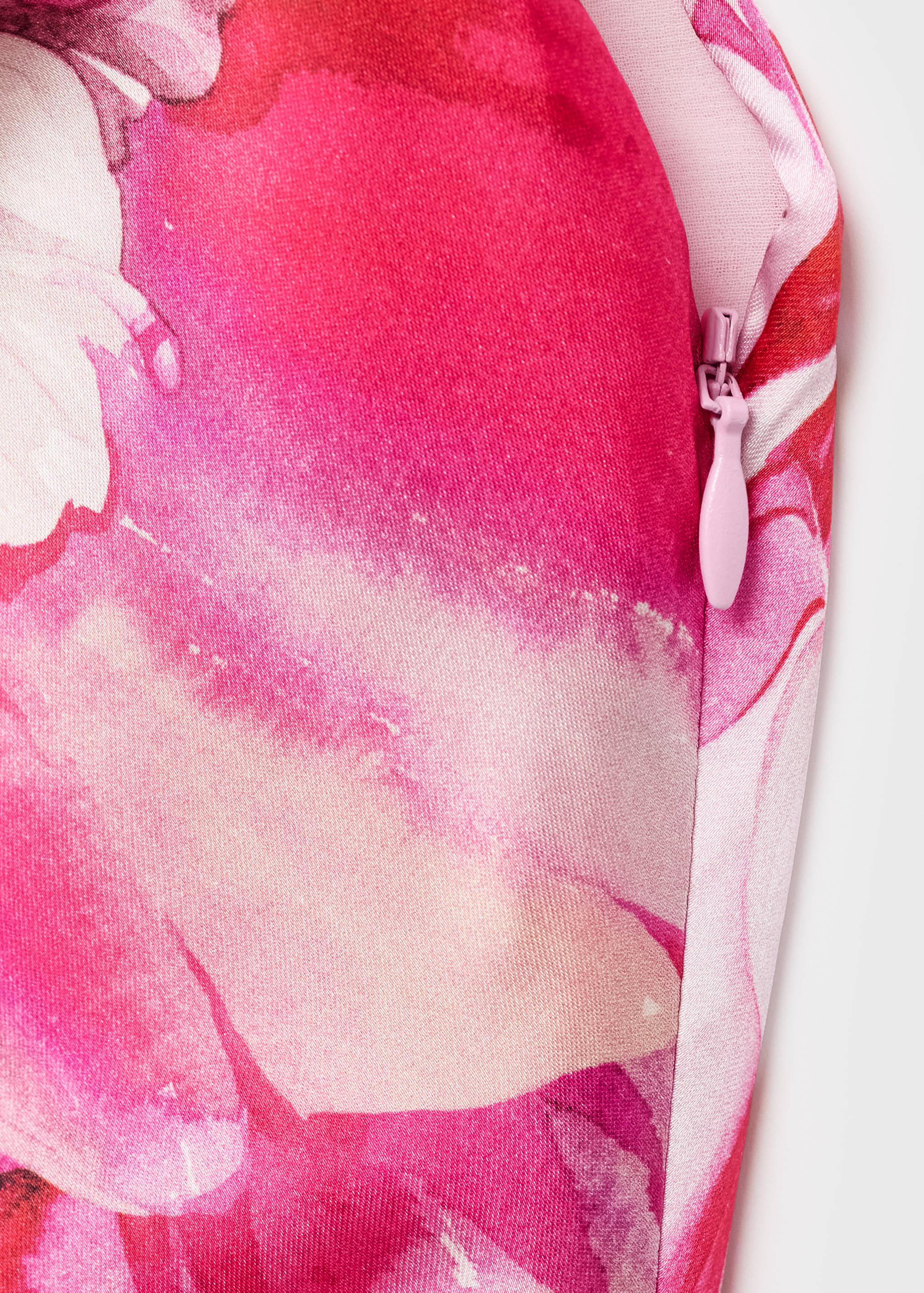 Floral asymmetrical satin dress - Details of the article 0