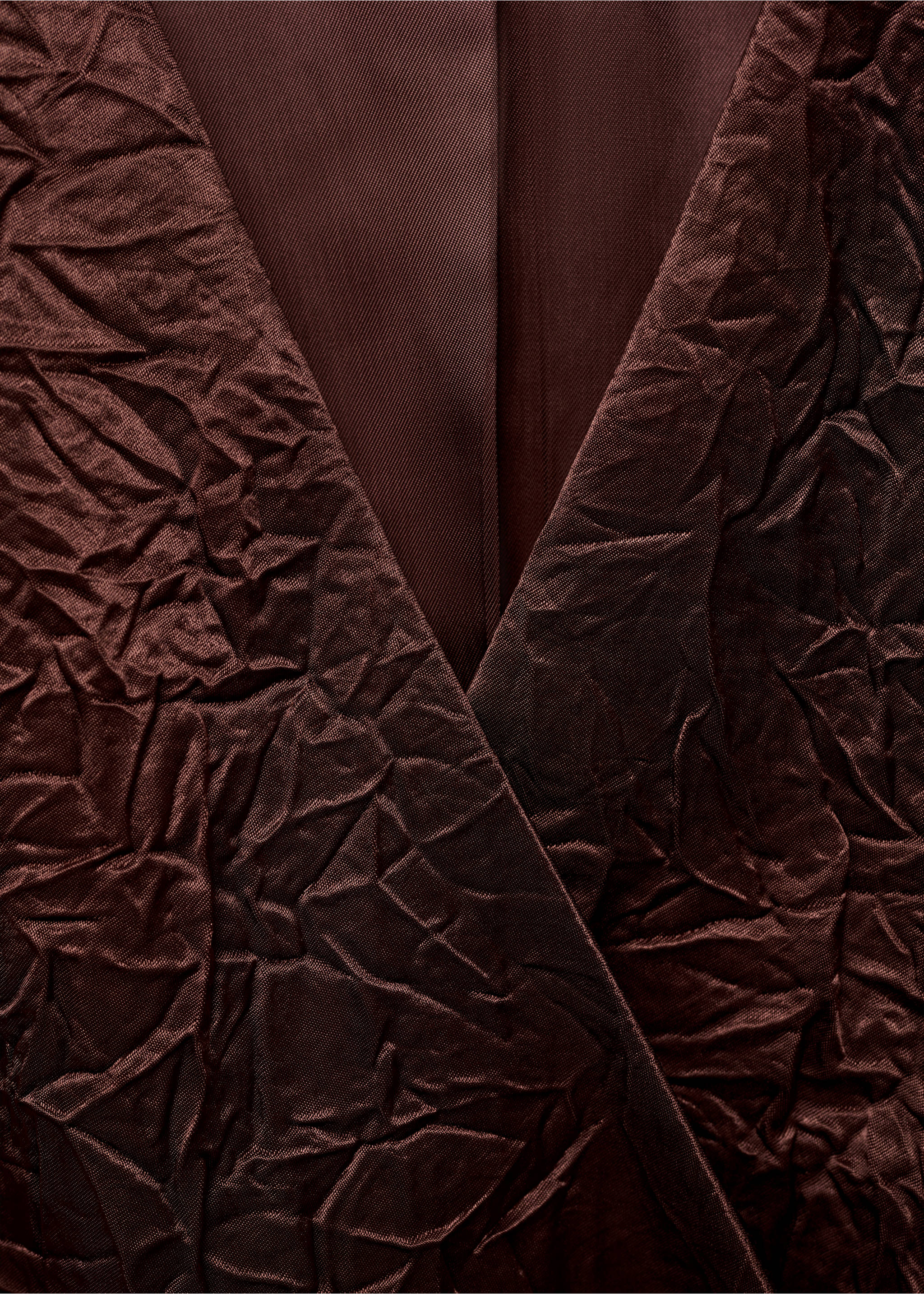 Double-breasted crinkled-effect waistcoat - Details of the article 0, Chocolate. Ref: 17074146-00.