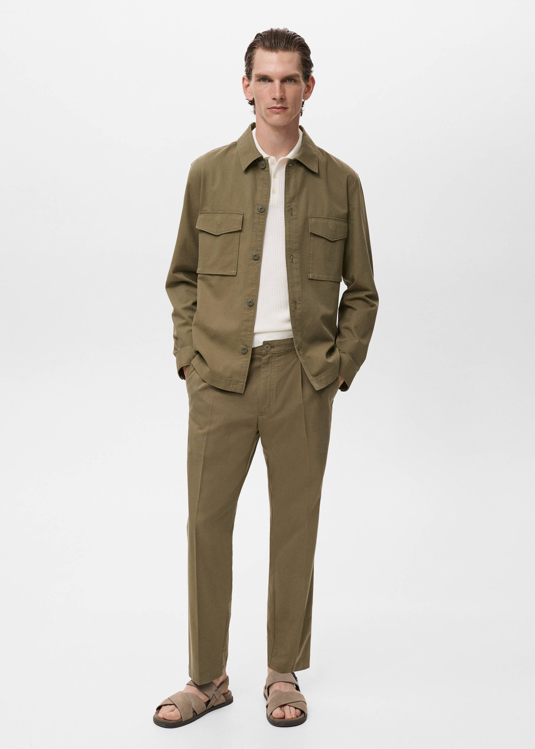 Lyocell cotton jacket with pockets - General plane