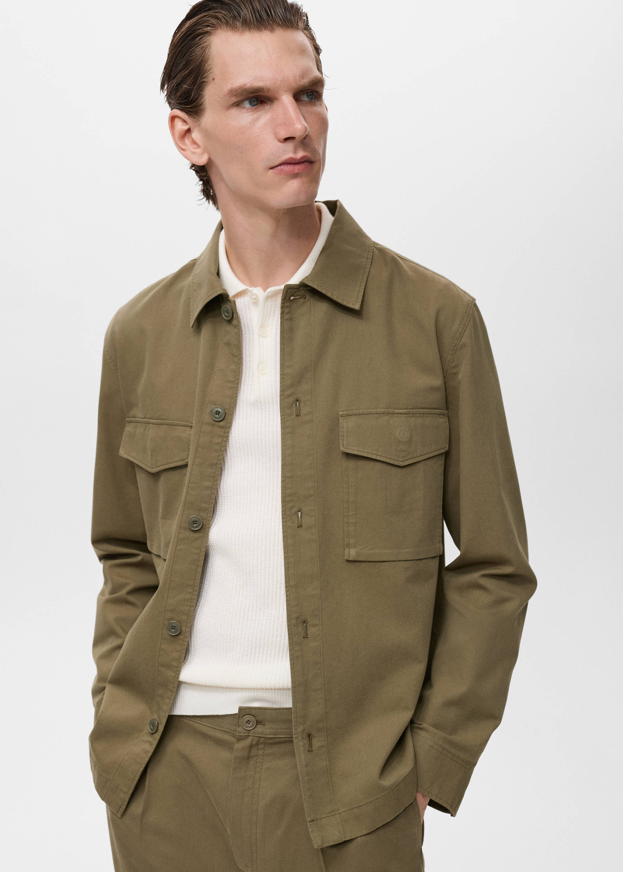 Lyocell cotton jacket with pockets - Medium plane