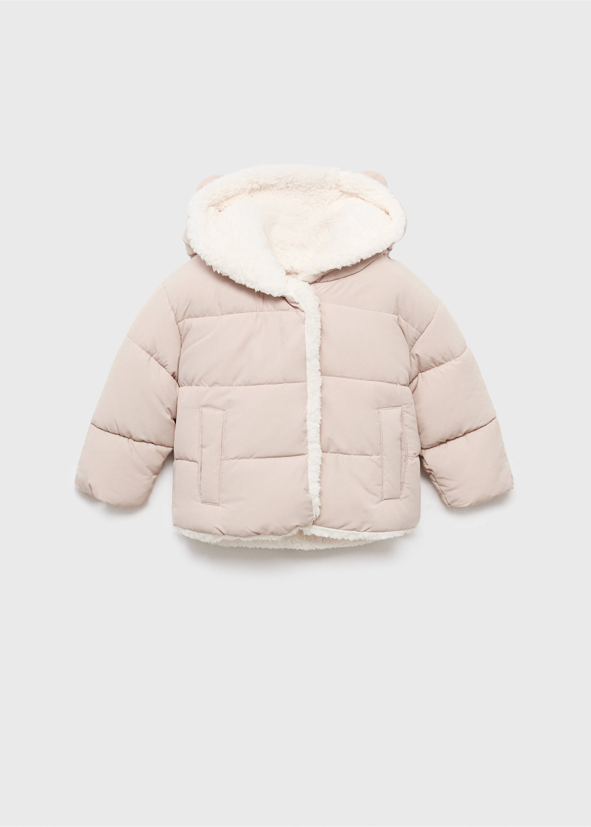 Padded anorak with fur-effect interior - Article without model, Beige. Ref: 17074405-00.