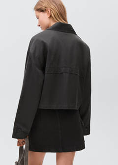 Waxed short trench coat — Charcoal 8